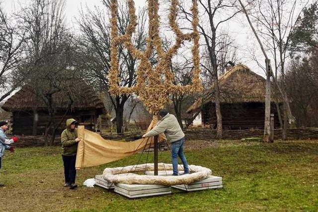 Рекордний тризуб із дідухів презентують на Різдво у Пирогові